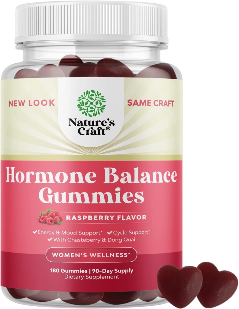 Hormon Balance für Frauen Gummier aller Altersgruppen - PMS Unterstützung Ergänzung für Frauen Menstrual Cycle & Hormonal Balance Menopause & Mood Swings mit Vitamin B6 & Dong Quai - 180 Chews