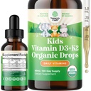 Natures Craft Kids Vitamin D3 K2 Tropfen - Bio Vitamin D für Kinder für starke Knochen & Gelenke - Babys, Babys & Kleinkind Immununterstützung Tropfen Flüssigkeitsergänzung - 60 ml Flasche