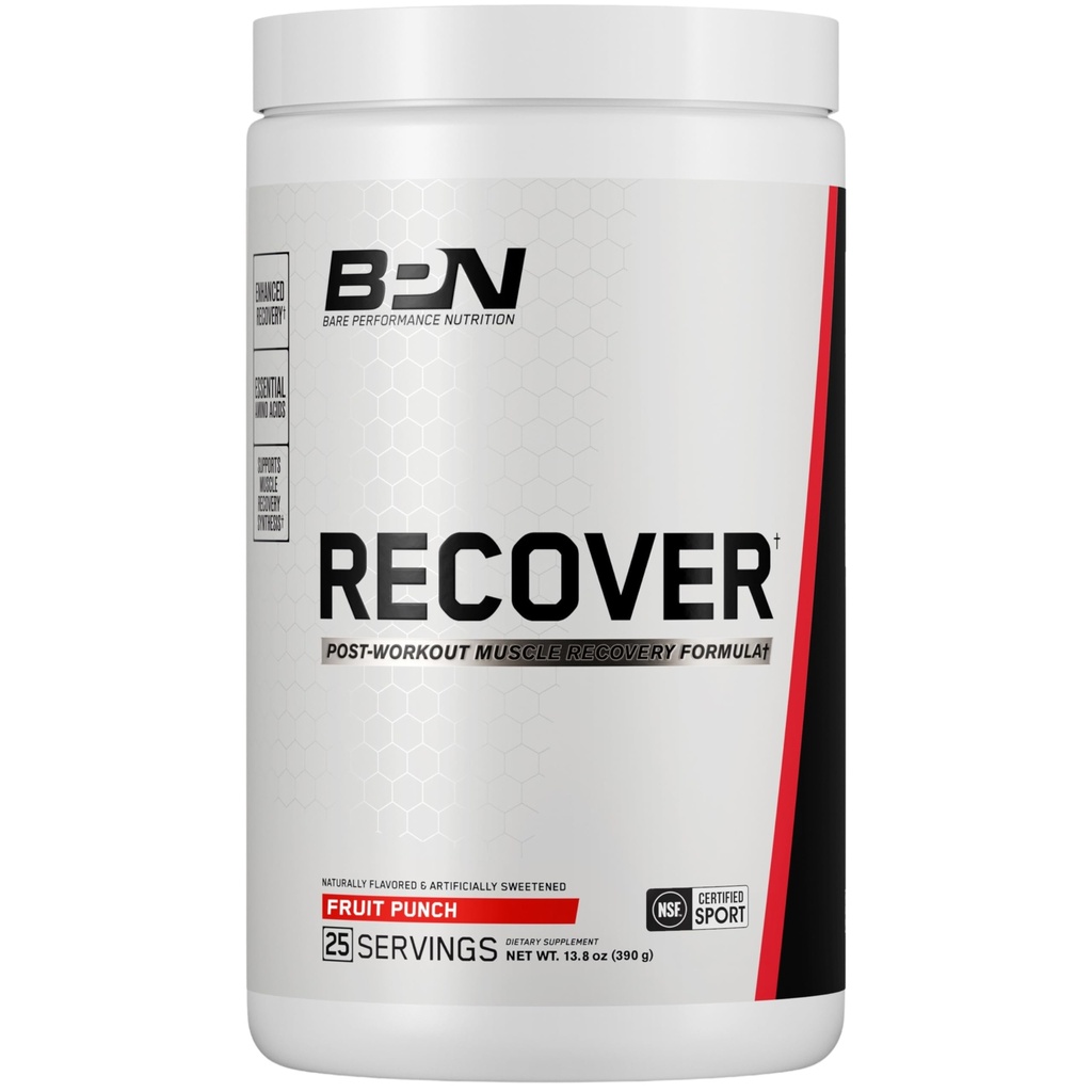 BARE PERFORMANCE NUTRIITION BPN Récupérer après l'entraînement Mélange de boisson de récupération musculaire améliorée – Acides aminés essentiels avec Amino9®, CherryPURE® Tart Cherry & Carnitine, 25 portions, punch fruit