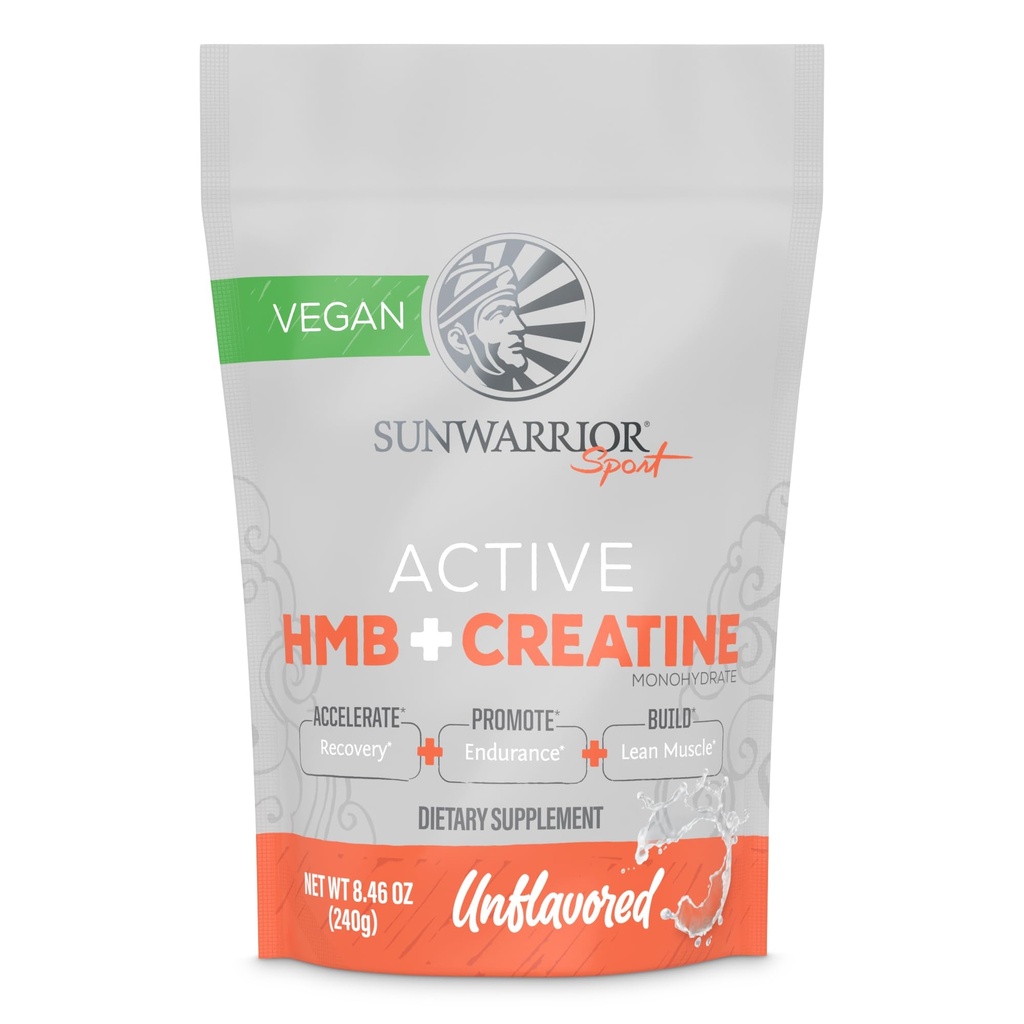 Sunwarrior Creatine HMB Monohydrate Powder Muscle Recovery, 240g Pre Workout Supplement für Männer und Frauen, Micronized Leucine Recovery Supplement Unflavored 30 Servietten