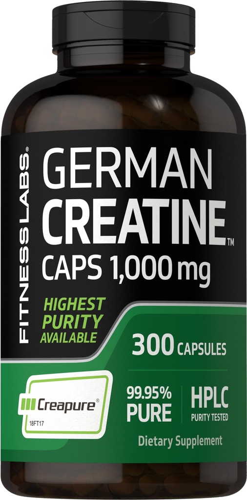 Fitness Labs Allemande Créatine Monohydrate de 1000mg de 300 capsules Supplément pour les femmes et les hommes