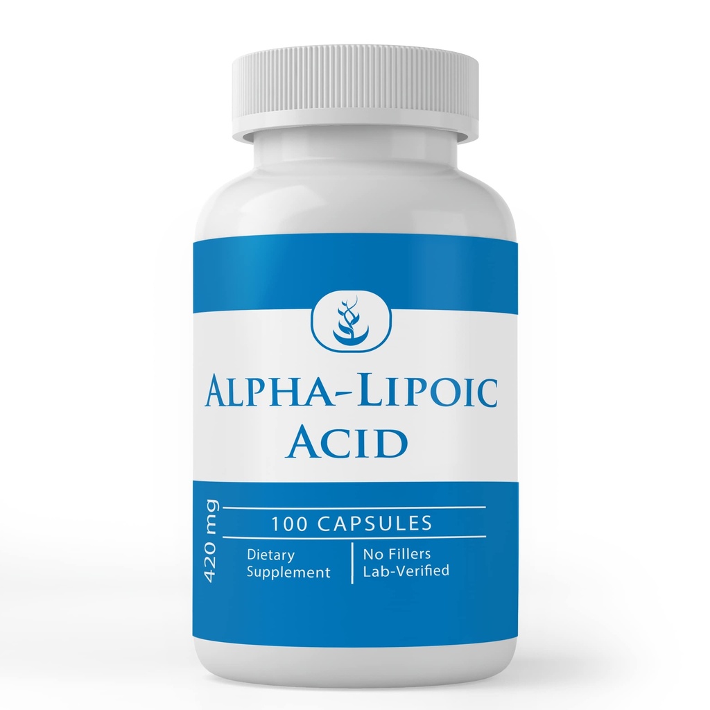 Ingrédients originaux purs Capsules d'acide alpha-lipoïque, (100 Capsules) Toujours pur, sans additifs ou remplisseurs, laboratoire vérifié
