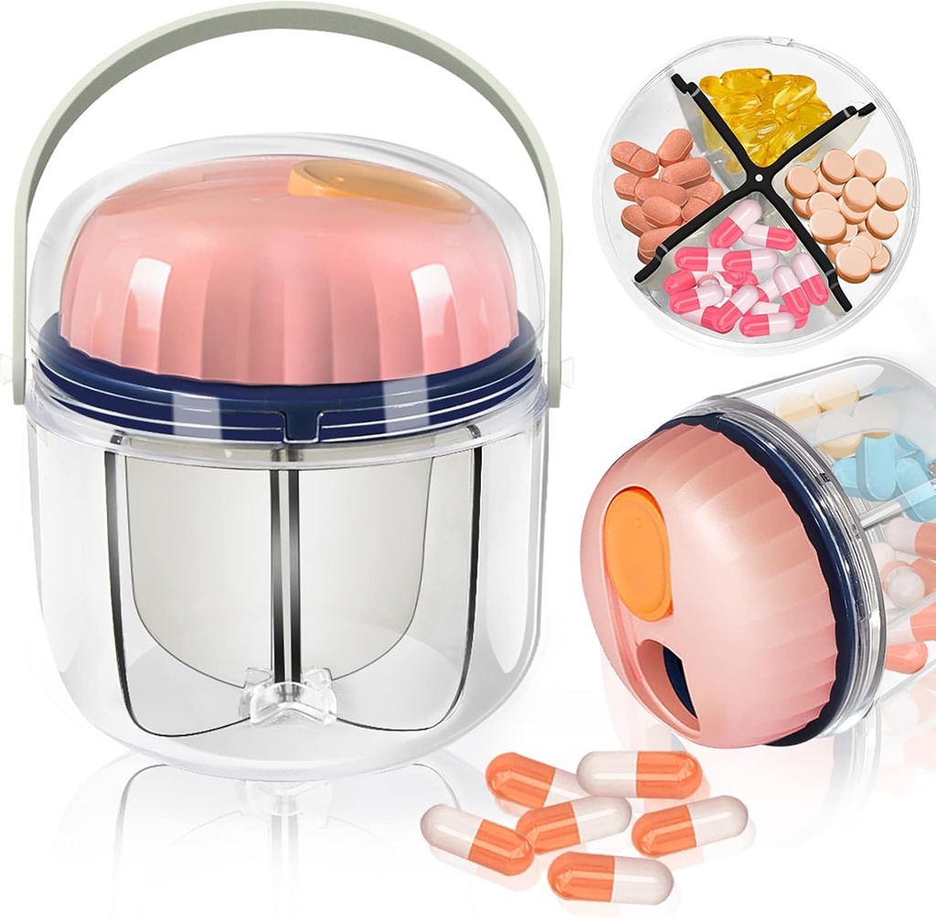 Tragbare Pille Box, GloDeals Wöchentliche Pille Organizer 7-Tag Reisemedizin Organizer BPA kostenlose Feuchtigkeitsnachweis Tragbare Medizin Behälter für Vitamine,Fische Öle, Nahrungsergänzungsmittel (Pink-)