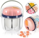 Tragbare Pille Box, GloDeals Wöchentliche Pille Organizer 7-Tag Reisemedizin Organizer BPA kostenlose Feuchtigkeitsnachweis Tragbare Medizin Behälter für Vitamine,Fische Öle, Nahrungsergänzungsmittel (Pink-)