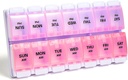 Sukuos AM Weekly Pill Organizer 7 Tage, 2 mal ein Tag Medizin Pille Box mit Easy Push Button, BPA kostenlose Vitamin Cases für Fischöl / Ergänzungen, einfach zu reinigen (Purple&Pink)