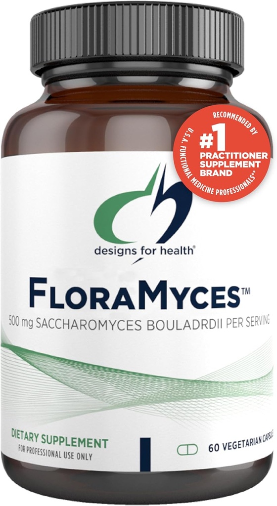 Conceptions pour la santé FloraMyces 500mg Saccharomyces Boulardii Probiotic - Suppléments de santé Gut - Probiotiques digestifs à plateau stable pour la santé des IG - Probiotique végétalien sans lait (60 capsules)