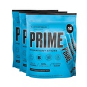 HYDRATION PRIME+ Sticks Blue Framboise , Poudre d'hydratation Bâtons de service simple , Poudre d'électrolyte sur le Go , 250mg BCAAs , B Vitamines , Antioxydants , Sucre faible , Sans caféine , Vegan 48 Sticks