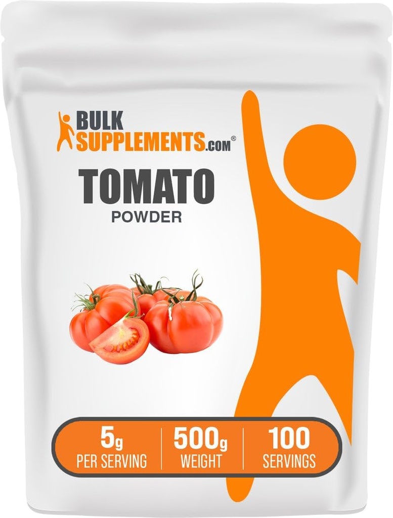 BulkSupplements.com Tomato Powder - Ground Tomato Powder for Coooking - Vegan & Gluten Free, 5g per Serving, 500g (1.1 lbs) (Pack of 1)