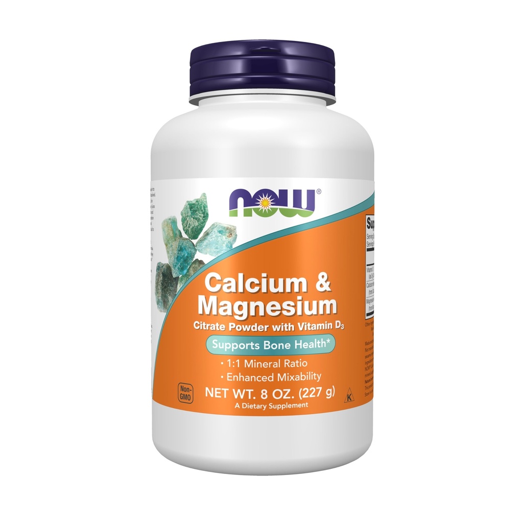 JETZT Nahrungsergänzungsmittel, Calcium & Magnesium Citrat Pulver mit Vitamin D3, unterstützt Knochengesundheit*, 8-Ounce