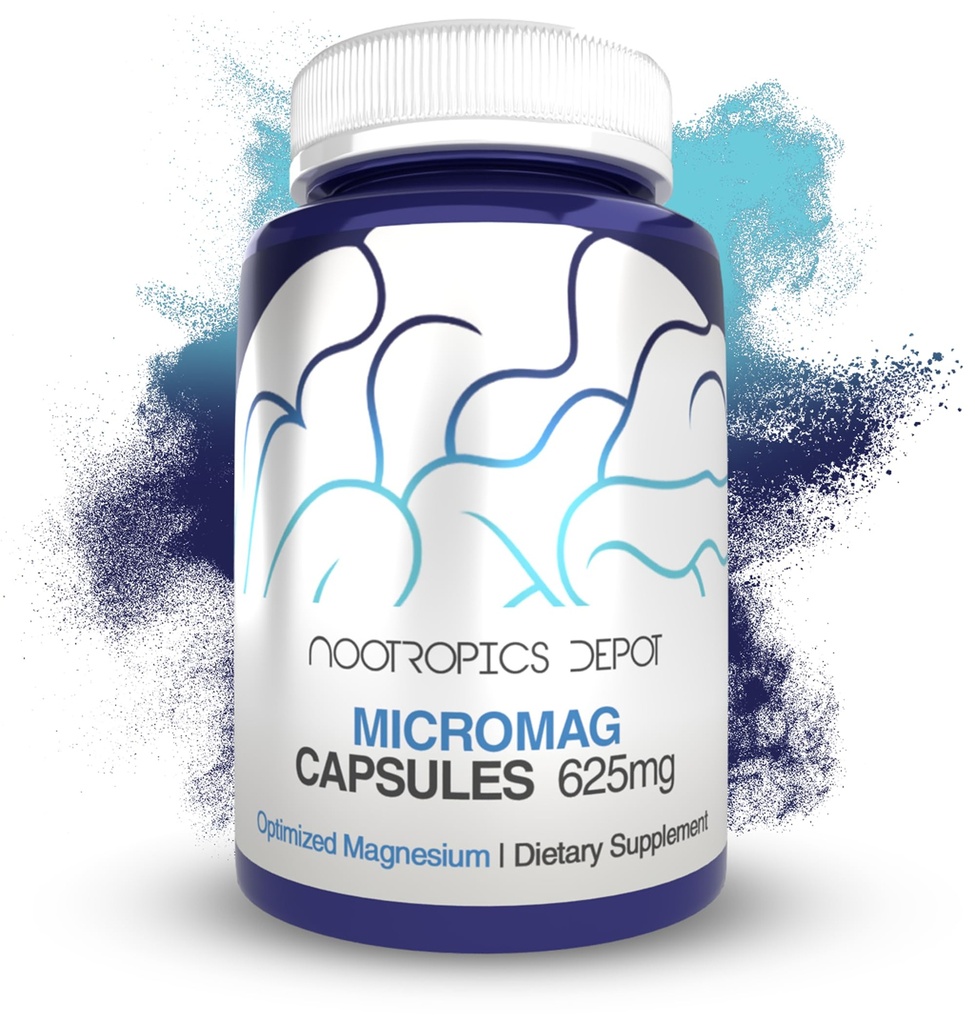 Nootropics Depot MicroMag Magnesium Kapseln | 625mg | 90 Count | Enthält 200mg Elemental Magnesium