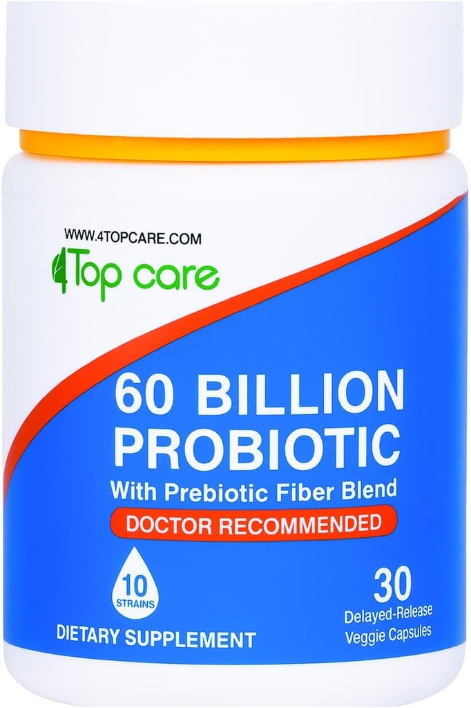 Probiotics 60 Billion CFU - 10 Strains + Bio-Präbiotika - Immun-, Verdauungs- und Gut-Gesundheit - Unterstützt okziale Verstopfung, Durchfall, Gas & Bloating - für Frauen & Männer - 30ct