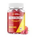 2000mg Berberine Zusatzgummis - Hohe Potenz Berberine mit Ceylon Cinnamon Candy, Turmeric, Magnesium, Chrom - Zuckerfrei, Vegan, Non-GMO, Glutenfrei - Peach Flavor 60 Gummis - 1 Packung