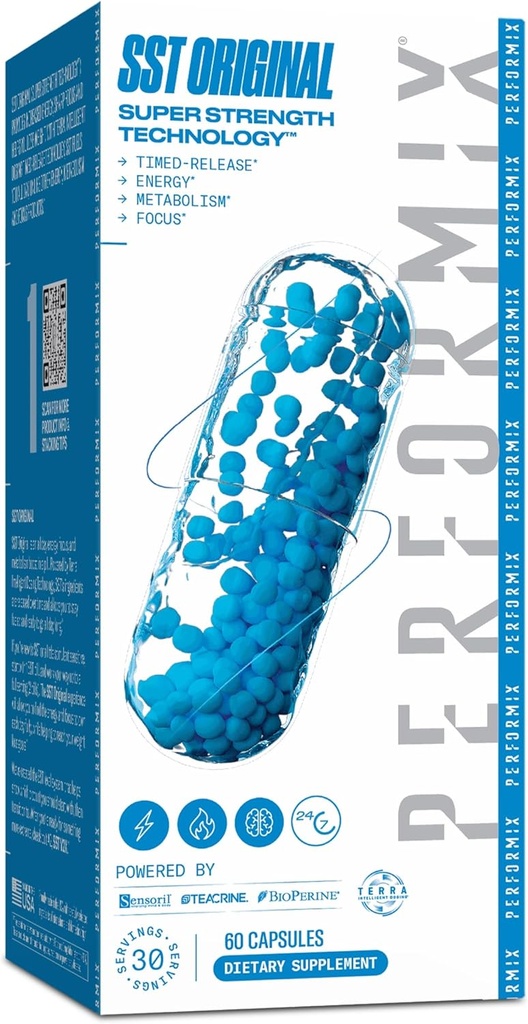 PERFORMIX - SST Original - Pre Workout - 250 mg Koffein - Energy Supplements - No Crash - Fitness Goals - Nootropic - Timed-Release für All Day Focus, Mood & Energy Boost - Men & Women - 60 Capsules
