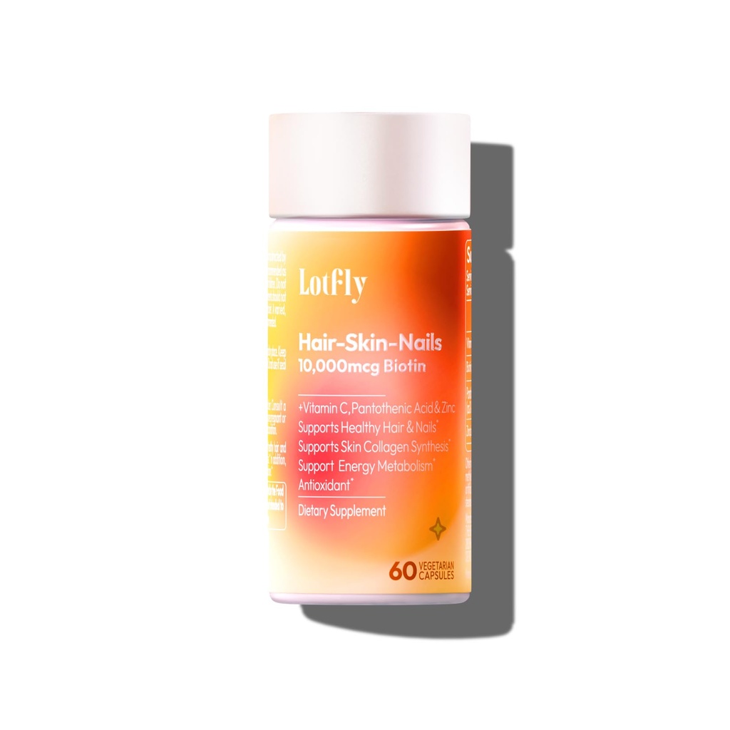 Biotin 10000 mcg mit Zink Vitamin C & Calcium Pantothenate – Unterstützt gesundes Haarwachstum, starke Nails & Glowing Haut für Frauen & Männer | Made in USA | 60 Vegan Kapseln (2 Monate Versorgung)