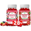 Lunakai Ensemble de vitamines prénatales et de vitamines multivitamines pour femmes - Grossesse Gommy multivitamine avec fer et acide folique - avec une valeur quotidienne de 100 % de 16 vitamines et minéraux essentiels - 30 jours d'approvisionnement