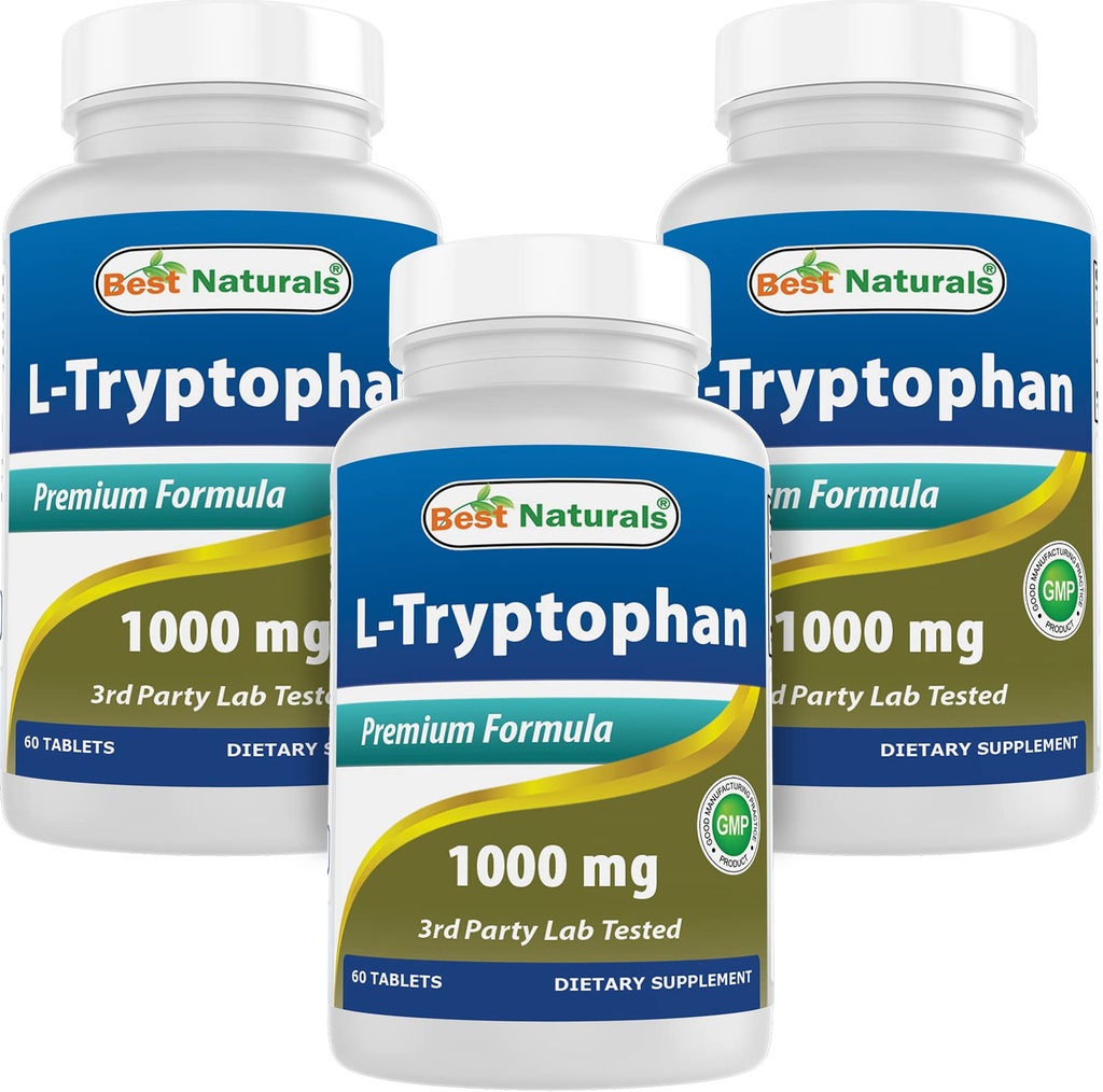 Best Naturals L-Tryptophan 1000 mg 60 Tabletten (60 Zähler (Pack von 3))
