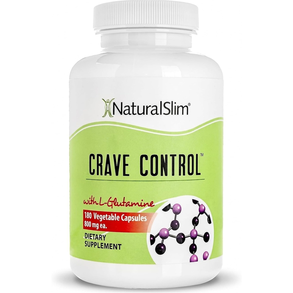 NaturalSlim Natural Appetite Suppressant - Craving Blocker Sugar & Refined Carbs Crave Control - Energy & Metabolism Booster mit L Glutamine & Thiamine B1 Supplement - 180 Gemüsekapseln