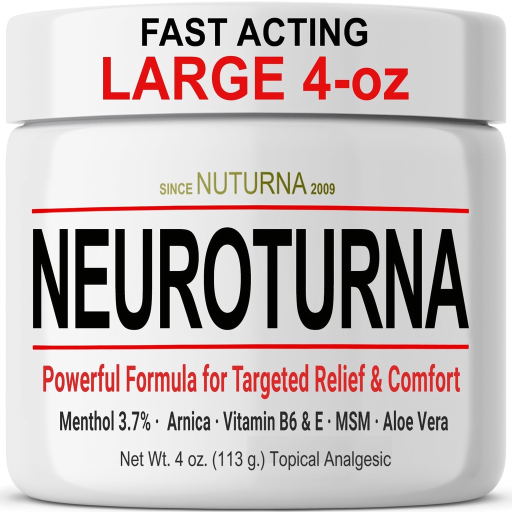 Neuropathy Nerve Relief Cream - Fast Acting Max Relief für Füße Beine Zehen Rücken - Ultra Strength Menthol Arnica Aloe Vera MSM, Beruhigende natürliche Nerve Comfort Relief, Paraben-Free 4 Oz