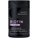 Sports Research® Biotin 10.000mcg mit Bio-Kokosnussöl - Biotin (Vitamin B7) für gesunde Haut- und Haarunterstützung * - für Frauen und Männer - Vegan, Nicht-GVO, Gluten & Soy-Free - 30 Veggie Softgels
