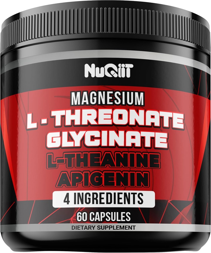 60 Capsules - Magnésium L-Thréonate Capsules 500mg Magnésium Glycinate 500mg L-Theanine 200mg & Apigenin 50mg - Avantages impressionnants pour soutenir l'humeur positive, le système immunitaire, la santé du cerveau & Focus