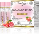 GREENPEOPLE flüssiges Kollagen für Frauen und Männer, 2500mg Fisch Collagen Peptide + Hyaluronsäure + Vitamin Bs & C, Haar Hautnägel Gelenke Knochen Unterstützung (0.85 fl oz, 10 Flaschen, Grapefruit)
