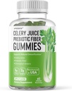 Celery Juice Fiber Gummi für Erwachsene - Prebiotic Celery Juice Gummy für Detoxification Support & Supergreens Boost mit Celery Juice, Chlorophyll, & Prebiotic Fiber - 60 Count