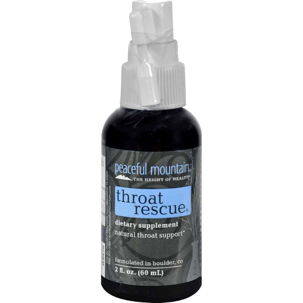 Peaceful Mountain Throat Rescue - Throat Spray für natürliche Bedrohung Unterstützung - 2oz