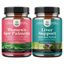 Bundle of Extra Strength Saw Palmetto for Women and Liver Cleanse Detox & Repair Formula - DHT Blocker Thickening Hair Vitamins for Hair Loss for Women - Silymarin Milk Thistle Liver Detox 70 Kapseln
