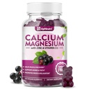 Zinc de magnésium de calcium avec supplément de vitamine D3, Gommies de calcium sans sucre pour les femmes hommes, Gommies de zinc d'absorption élevée pour les os et les muscles et la santé immunitaire, saveur de mûrier végétalien - 60 comte