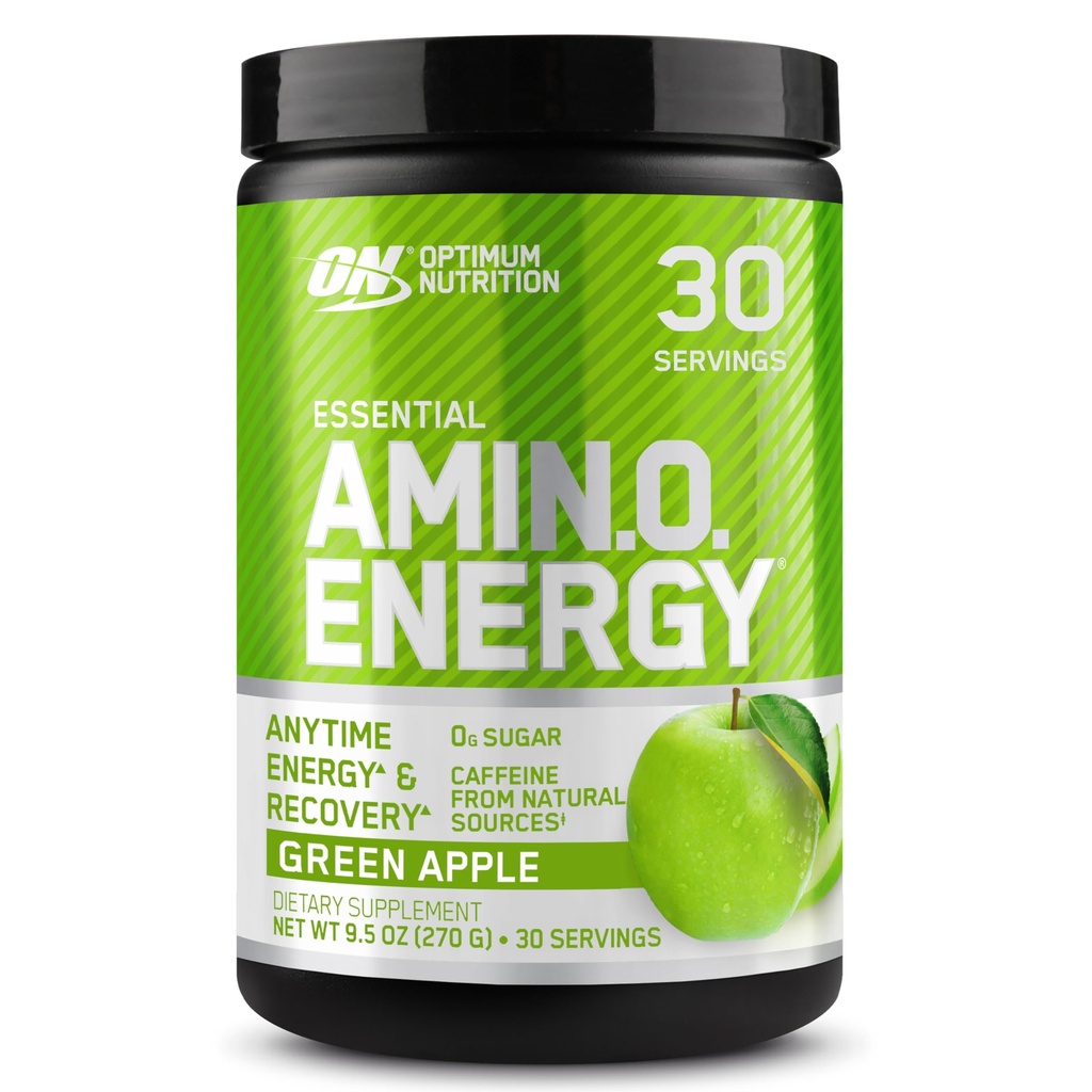 Optimum Nutrition Amino Energy - Pré-entraînement avec le thé vert, BCAA, acides aminés, Keto amical, extrait de café vert, poudre d'énergie - pomme verte, 30 portions (emballage mai Vary)