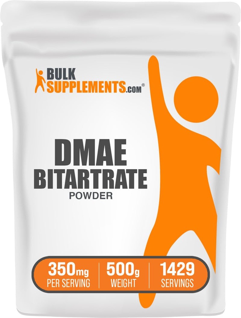 BulkSupplements.com Poudre de bitartrate DMAE - Bitartrate de diméthylaminoéthanol, supplément DMAE - Sans aromatisé et sans gluten, 350mg par portion, 500g (1,1 lb) (paquet de 1)