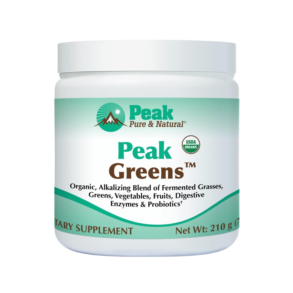 Peak Pure & Natural Peak Greens unterstützen pH Balance und Alkalinität | Superfood Green Drink Powder | Mischung aus gefruchteten Grass, Gemüse, & Obst | Verdauungsenzym & Probiotic Powder