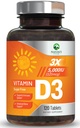 Vitamin D3 5000iu (125 mcg) Immun-Gesundheitsunterstützung - Hohe Potenz Vitamin D Nahrungsergänzungsmittel für Knochen, Zähne, Muskel - Nature's VIT D, Vegan, Glutenfrei, Himbeer Geschmack - 120 Kautabletten