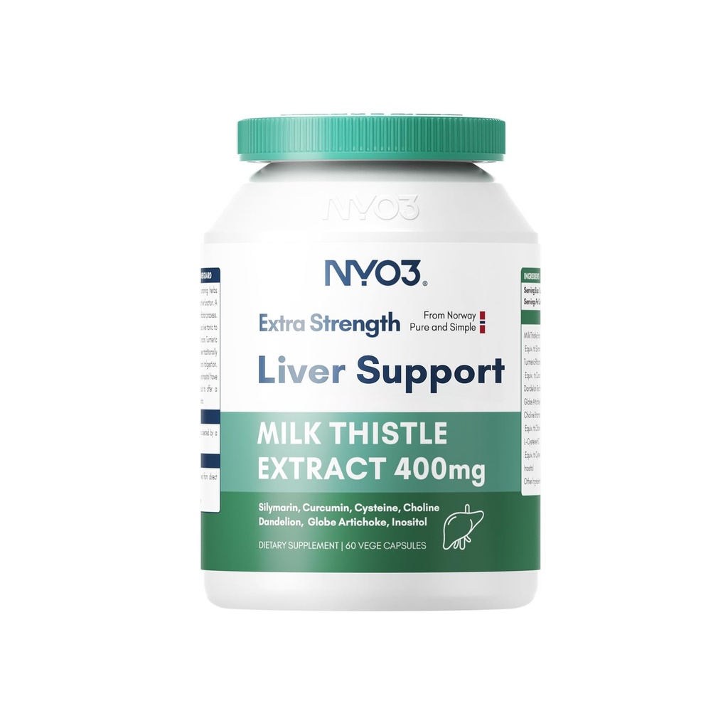 NYO3 28000mg Thistle de lait 70:1 Extrait 400mg avec Curcumine et Artichaut, 83% Silymarin, 60 jours d'approvisionnement, supplément à base de plantes pour le foie nettoyer la désintoxication et la réparation, antioxydant support, non-OGM