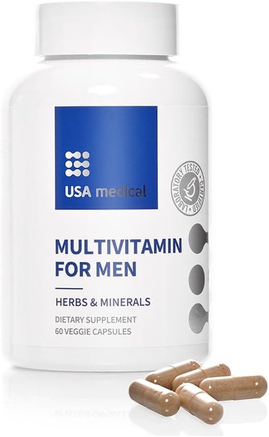 Hommes Capsules multivitamines - Supplément Vitamine & Minéral Complet pour la santé quotidienne des hommes avec Saw Palmetto, Lycopène et Zinc - Prostate Health, Energy, and Sleep