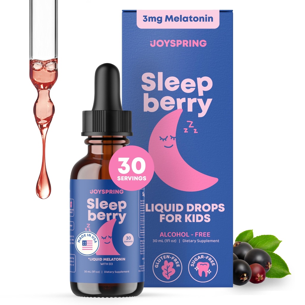 SleepBerry Liquid Melatonin für Kinder - Natürliche Schlafhilfe mit Elderberry und Vitamin D - Steigert Immunsystem während sie schlafen (1 Fl oz)