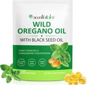 Huile d'Origan Softgels, 120 capsules de complément d'huile de comte d'Origan, capsules d'huile d'Origan, 165mg Carvacrol, 2 en 1 6000mg huile d'Origan avec huile de graines noires 200mg