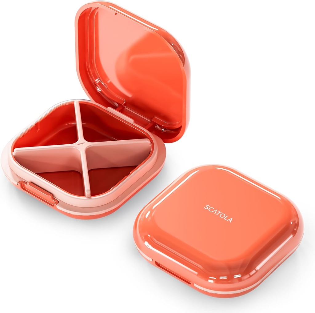 Small Pill Case, Travel Pill Box, Portable Pill Organizer, Pille Container für Pocket 4 Comparts, Daily Compact Travel Medicine Holder für Vitamins Medication (Pink)