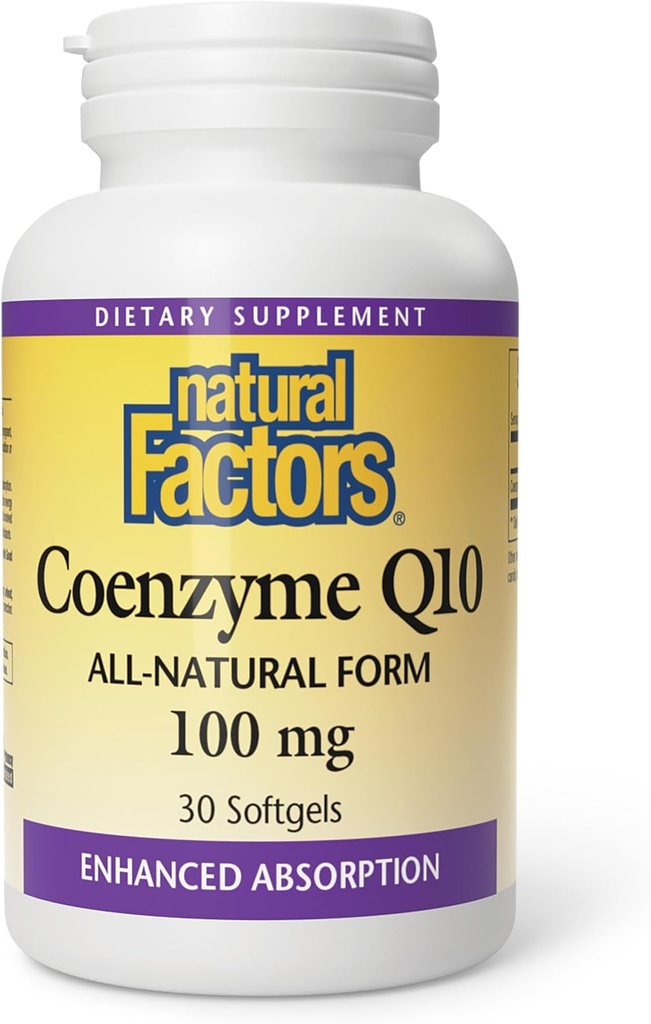 Natural Factors Coenzyme Q10 - Antioxidant Support Supplement Supports Cellular Energy Production - Better Absorption Aids Healthy Heart Function - 100 mg, 60 Softgels (60 Servings)
