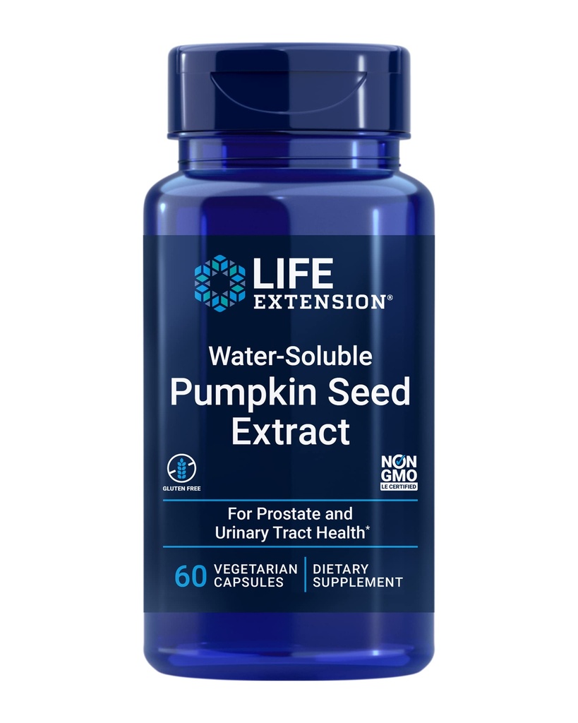 Lebensverlängerung Wasserlösliche Kürbis Seed Extract, fördert Prostata & Urinary Tract Gesundheit, Blasengesundheit Unterstützung, Männer, Frauen, Glutenfrei, Non-GMO, Vegetarisch, 60 Kapseln