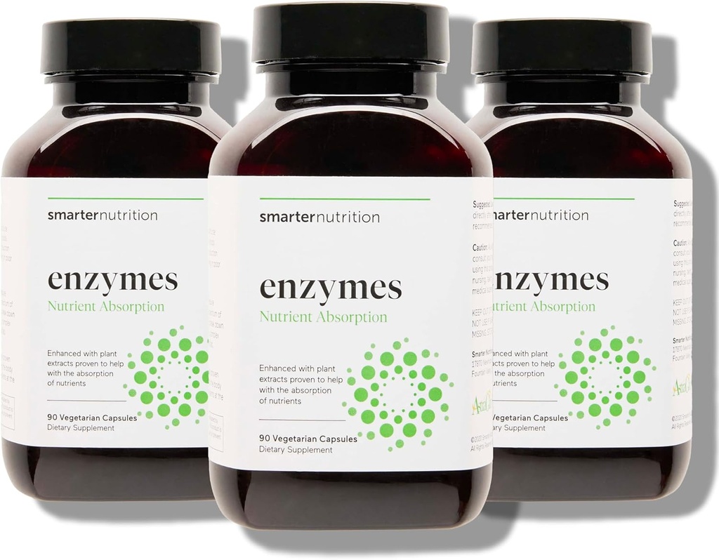 Smarter Nutrition Vegan Verdauungsenzyme - Digestion Bloating & Gut Health Support mit 16 Multi Enzymen für Nährstoffabsorption & Meal Time Comfort für Männer & Frauen - 270 Count[90-Day Supply]