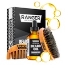 Bart Kit von Ranger Grooming Company von Leven Rose, 100% Bio Natural Fragrance Free Unscented Beard Oil, Boar Bristle Beard Brush, Natural Wood Comb Beard Care Starter Set für Herren