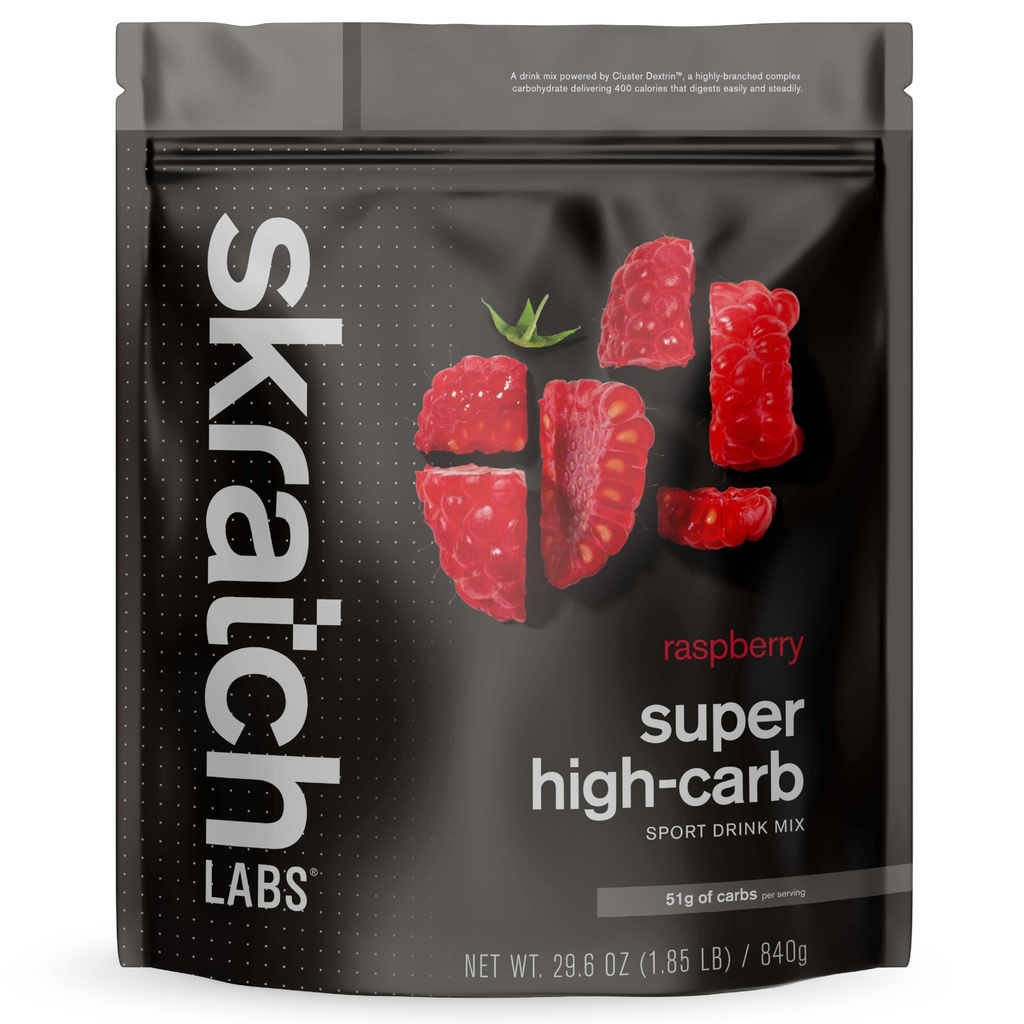 Skratch Labs Super High-Carb Drink Mix Packets - Carbohydrate Powder - Cluster Dextrin and Electrolytes - Endurance Energy- Energy Gel Alternative - Raspberry - 16 Servings - Non-GMO