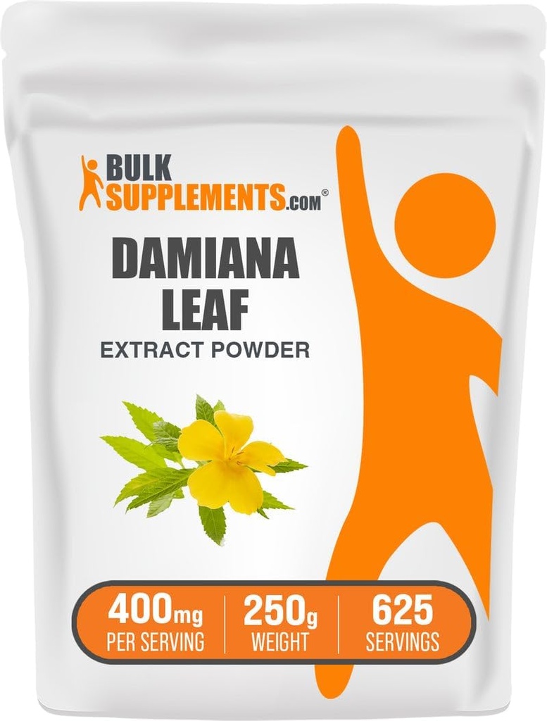 BulkSupplements.com Poudre d'extrait de Damiana - supplément de Damiana, supplément à base de plantes - végétalien et sans gluten, 400mg par portion, 250g (8,8 oz) (paquet de 1)