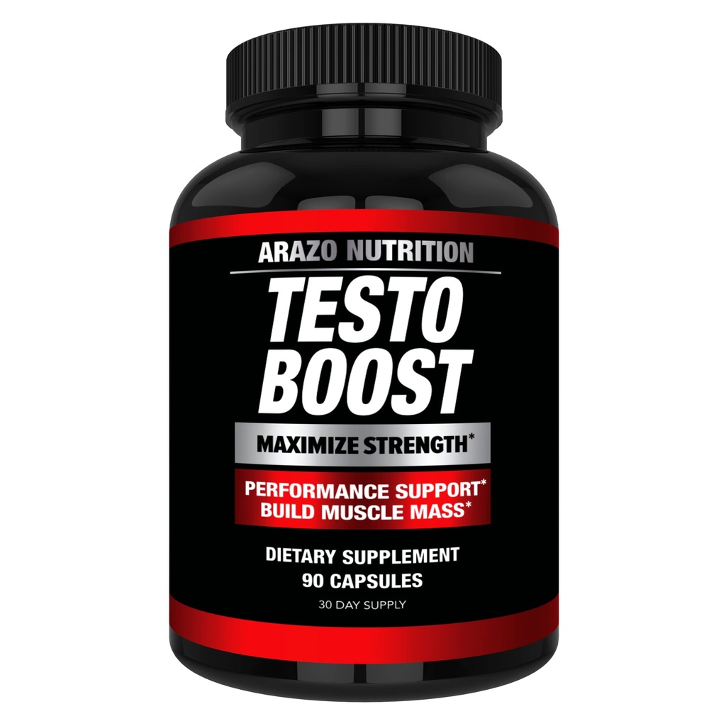 Arazo Nutrition TestoBoost Supplément Booster Test - Pilules Potentes et Naturelles - stimuler la croissance musculaire - Tribulus, Epimedium, Hawthorn, Zinc, Minéraux