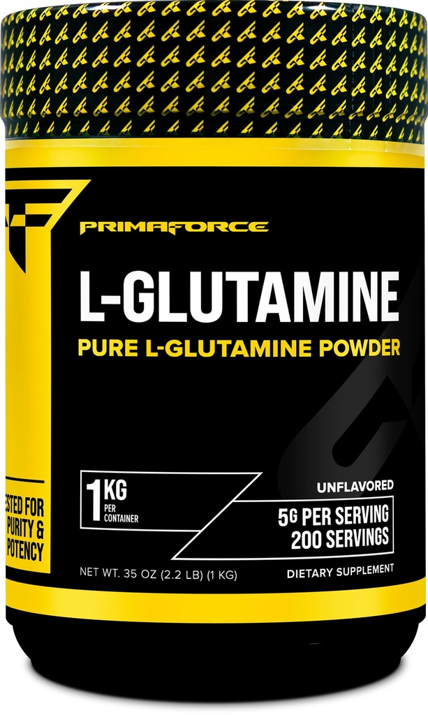 Primaforce L-Glutamin Pulver 1000 Gramm (1 KG) Unflavored - Reines L-Glutaminpulver, 5g pro Servieren, GMO-frei, Glutenfrei, 200 Servierungen