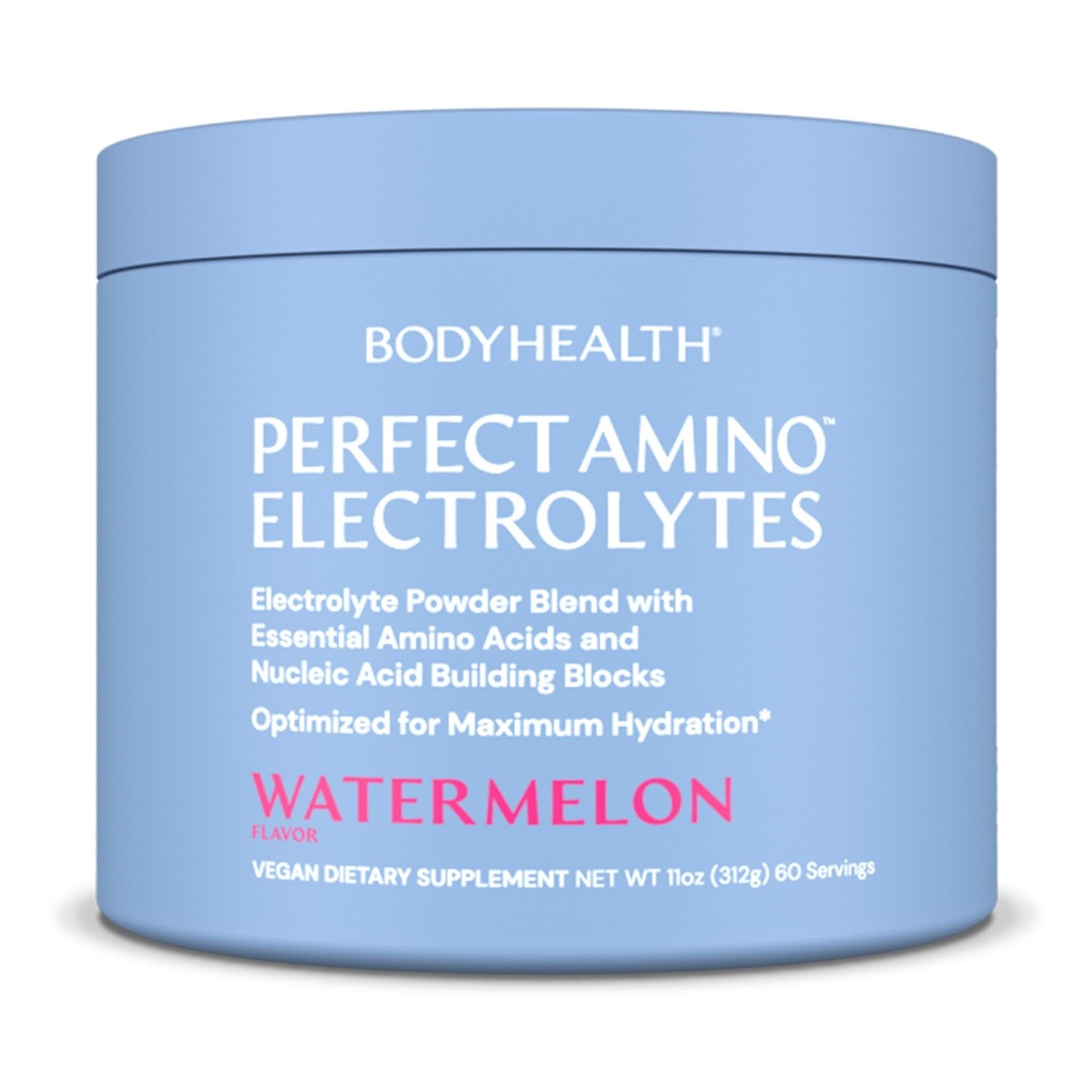 BodyHealth PerfectAmino Elektrolyte Pulver Kein Zucker, Keto Zucker freie Fasten Elektrolyte Getränk Mix, Hydration Pulver mit Trace Minerals - Wassermelone - 60 Servierungen