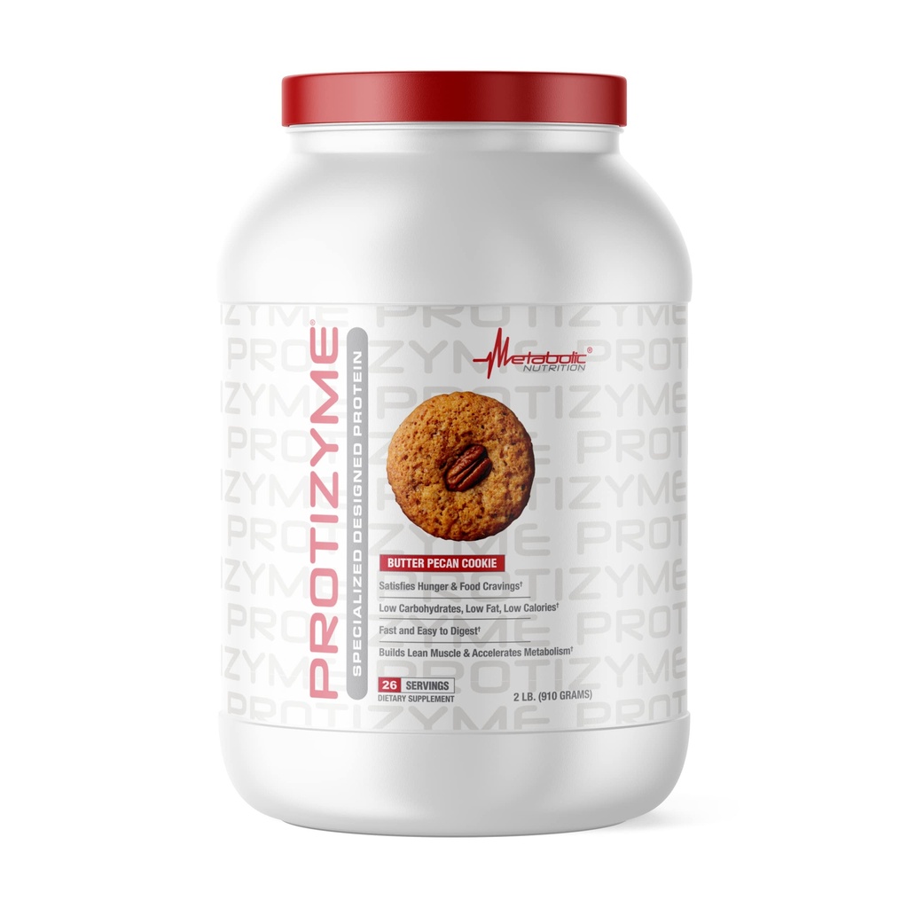 Metabolic Nutrition, Protizyme, 100% Whey Protein Powder, High Protein, Low Carb, Low Fat Whey Protein, Verdauungsenzyme, 24 Essential Vitamins and Minerals, Butter Pecan Cookie, 2 Pound (26 ser)
