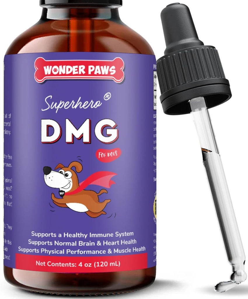 Premium DMG für Hunde – DMG-Flüssigkeit zur Unterstützung von Immun-Gesundheit, Haut, Stamina, Muskeln, Stress & Performance - Dimethylglycin (DMG) für alle Altersgruppen, Größen & Rassen – 4oz