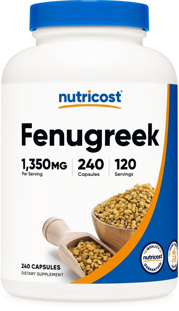Nutricost Graines de Fenugreek 1350mg, 240 Capsules - Sans gluten, sans OGM, 675mg par gélule